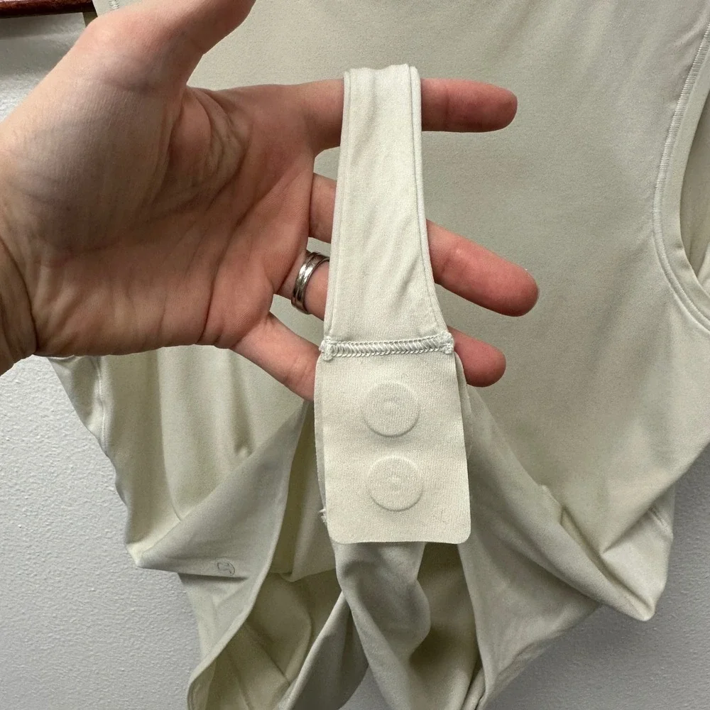 Lululemon Wundermost Ultra‎ Soft Nulu Square Neck Sleeveless Bodysuit Bone L